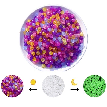 Luminous Acrylic Beads, Glow in the Dark, for DIY Jewelry Accessories, Column, Random Color, 8x6mm, Hole: 3.5mm, about 700pcs/bag