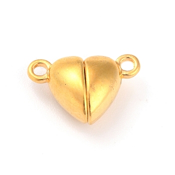Alloy Magnetic Clasps, Heart, Golden, 15x9.5x6mm, Hole: 1.5mm