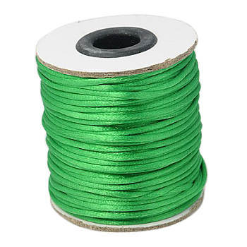 Nylon Cord, Satin Rattail Cord, for Beading Jewelry Making, Chinese Knotting, Medium Sea Green, 2mm, about 50yards/roll(150 feet/roll)
