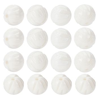 BENECREAT 100Pcs Natural Shell Beads Strands, Engraved, Round, White, 6.5~7mm, Hole: 0.6mm