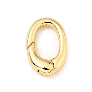 Brass Spring Gate Rings, Oval, Cadmium Free & Lead Free, Long-Lasting Plated, Real 18K Gold Plated, 12x8x3mm, Hole: 5x8mm
