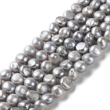 Gray Two Sides Polished Pearl Beads