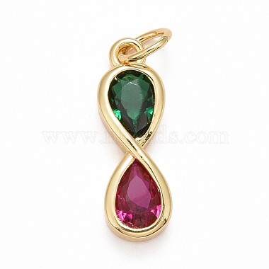 Real 18K Gold Plated Colorful Number Brass+Cubic Zirconia Pendants