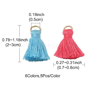 30Pcs 6 Colors Polycotton(Polyester Cotton) Tassel Pendant Decorations(FIND-YW0003-21)-3