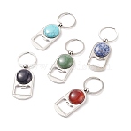 Zinc Alloy Bottle Openers, Beer Opener Keychain, with Natural Gemstone Cabochons, 90mm(KEYC-JKC00335)