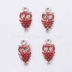 Alloy Enamel Pendants, Cadmium Free & Lead Free, Owl, for Halloween, Antique Silver Metal Color, Red, 18.5x9.5x2.5mm(ENAM-C1406-3)