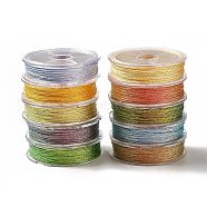 10 Rolls Polyester Sewing Thread, 6-Ply Polyester Cord for Jewelry Making, Mixed Color, 0.4mm, about 27.34 Yards(25m)/Roll(OCOR-E026-02)
