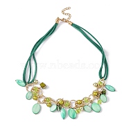 Bib Statement Necklaces, with Shell, Green, 19.4 inch(49.5cm)(NJEW-WH0004-04G)