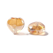 Electroplate Glass Bead, Heart, Orange, 10x10x5mm, Hole: 1mm(EGLA-H102-08M)