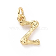 Brass Pendants, with Jump Ring, Golden, Letter Charm, Letter Z, 12x8x2mm, Hole: 3mm(KK-K165-04Z)