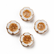 Czech Glass Beads, Hibiscus Flower, White, 14x5mm, Hole: 1mm(GLAA-G077-29D)