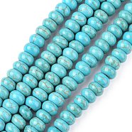 Synthetic Turquoise Beads Strands, Dyed, Rondelle, Turquoise, 8x5mm, Hole: 1mm, about 80pcs/strand, about 15 inch(TURQ-G109-8x5mm-06)