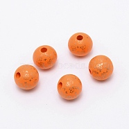 (Clearance Sale)Printed Natural Wood Beads, Round with Angel Pattern, Dark Orange, 15~16mm, Hole: 3.6·4.2mm(WOOD-TAC0007-57A)