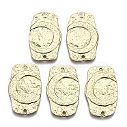Alloy Links Connectors, Rectangle with Moon, Cadmium Free & Nickel Free & Lead Free, Real 16K Gold Plated, 29x18.5x2mm, Hole: 1.8mm(PALLOY-R113-10G-NR)