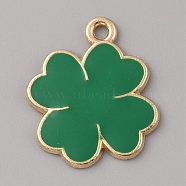 Saint Patrick's Day Alloy Enamel Pendants, Golden, Clover, 22x18.5x1.5mm, Hole: 1.8mm(ENAM-CJC0010-35A)