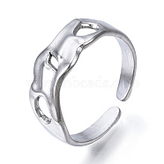 304 Stainless Steel Open Cuff Ring for Women, Stainless Steel Color, US Size 6 1/4(16.7mm)(RJEW-N040-45)
