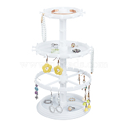 3-Tier Rotatable Round Acrylic Jewelry Display Tower with Tray, Desktop Jewelry Organizer Holder for Earring Rings Bracelets Storage, White, 16x16x30cm(EDIS-WH0015-13B)