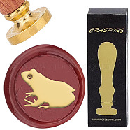 Brass Wax Seal Stamps with Rosewood Handle, for DIY Scrapbooking, Frog, 25mm(AJEW-WH0412-0181)