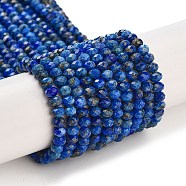 Natural Lapis Lazuli Beads Strands, Faceted, Rondelle, 4x3mm, Hole: 0.7mm, about 128pcs/strand, 15.16 inch(38.5cm)(G-L587-B04-02)