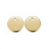 304 Stainless Steel Charms, Flat Round, Stamping Blank Tag, Real 18K Gold Plated, 10x1mm, Hole: 1.5mm