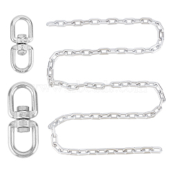 AHANDMAKER 2Pcs 2 Sizes 304 Stainless Steel Double Eye Swivel Clasps, Swivel Snap Hook, with 1 Strand Handmade Spray Painted CCB Plastic Cable Chains, Stainless Steel Color, Swivel Clasps: 2pcs(STAS-GA0001-09)