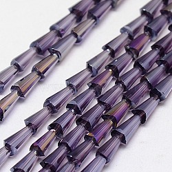Electroplate Glass Beads Strands, AB Color, Faceted, Cone, Indigo, 7.5x4mm, Hole: 1mm, about 71pcs/strand, 20.4 inch(X-EGLA-J046-AB06)