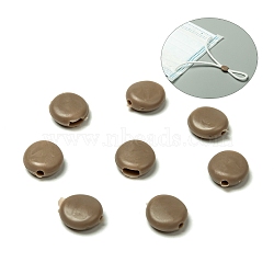 PVC Plastic Cord Lock for Mouth Cover, Anti Slip Cord Buckles, Rope Adjuster, Flat Round, Tan, 10x4mm, Hole: 1.6mm and 1.6x4mm(KY-K011-10)