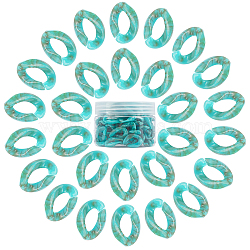 Gorgecraft Acrylic Linking Rings, Quick Link Connectors, For Curb Chains Making, Imitation Gemstone Style, Twist, Light Sea Green, 23x16.5x5.5mm, Hole: 11.5x6mm, 100pcs/box(OACR-GF0001-08D)