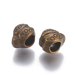Alloy European Beads, Large Hole Beads, Ladybug, Antique Bronze, 10x7.5x8mm, Hole: 5mm(PALLOY-E534-10AS)