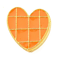 Food Theme Enamel Pin, Golden Alloy Brooch for Backpack Clothes, Heart Waffles, Tartan, 23x21x1.5mm(JEWB-H011-03G-13)