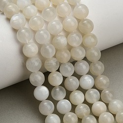 Natural White Moonstone Beads Strands, Smooth Round, 8~8.5mm, Hole: 1mm, about 47pcs/strand, 15.63''(39.7cm)(G-L664-A01-8mm-A)