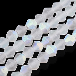 Imitate Austrian Crystal Bicone Frosted Glass Beads Strands, Grade AA, Faceted, Clear, 3.5x3mm, Hole: 0.8mm, 108~123pcs/strand, 12.76~14.61 inch(32.4~37.1cm)(GLAA-F029-TM3mm-A13)
