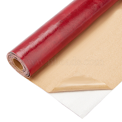 PU Leather Self-adhesive Fabric, Rectangle, Dark Red, 135x30x0.1cm(DIY-WH0209-72B)