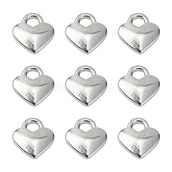 Tibetan Style Alloy Heart Charms, Cadmium Free & Nickel Free & Lead Free, Silver, 8x7x2.5mm, Hole: 2mm(TIBEP-LFH260Y-S-FF)