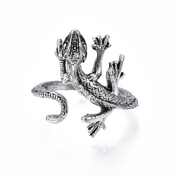 Alloy Lizard Open Cuff Ring for Women, Cadmium Free & Lead Free, Antique Silver, US Size 7 3/4(17.9mm)