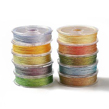10 Rolls Polyester Sewing Thread, 6-Ply Polyester Cord for Jewelry Making, Mixed Color, 0.4mm, about 27.34 Yards(25m)/Roll