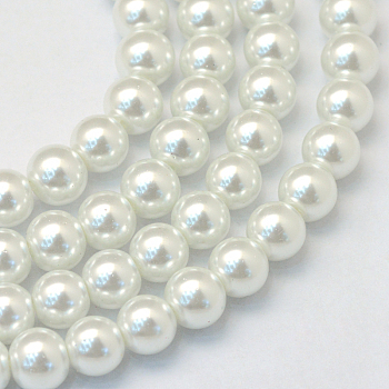 Baking Painted Pearlized Glass Pearl Round Bead Strands, White, 12mm, Hole: 1.5mm, about 70pcs/strand, 31.4 inch