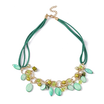 Bib Statement Necklaces, with Shell, Green, 19.4 inch(49.5cm)