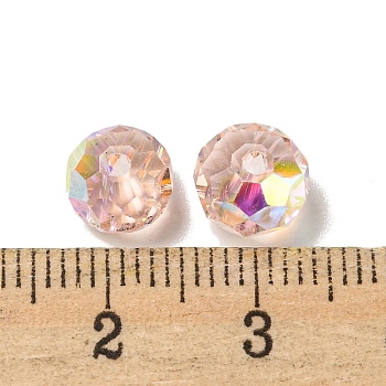 Electroplate Glass Beads, Rondelle, Misty Rose, 8x6mm, Hole: 1.6mm, 100pcs/bag