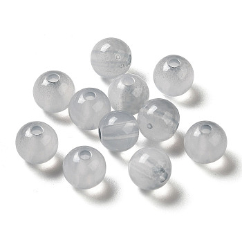 Transparent Acrylic Beads, Two-Tone, Round, Light Grey, 7.5x7mm, Hole: 1.8mm, about: 1900~2000pcs/500g