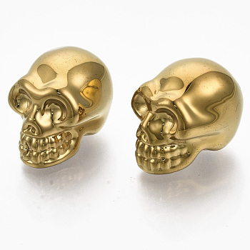 Electroplate K9 Glass Display Decorations, Skull, for Halloween, Gold, 21.5x18.5x27mm