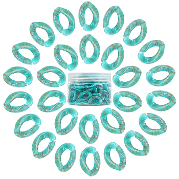 Gorgecraft Acrylic Linking Rings, Quick Link Connectors, For Curb Chains Making, Imitation Gemstone Style, Twist, Light Sea Green, 23x16.5x5.5mm, Hole: 11.5x6mm, 100pcs/box