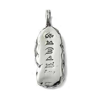 304 Stainless Steel Pendants, Mens Tibetan Buddhist Protection Amulet Charms, Antique Silver, 46.5x17.5x4mm, Hole: 7x5mm