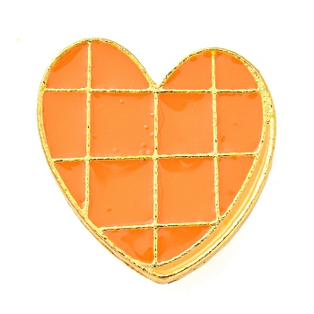 Food Theme Enamel Pin, Golden Alloy Brooch for Backpack Clothes, Heart Waffles, Tartan, 23x21x1.5mm