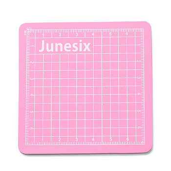 PVC Cutting Mat Pad, with Scale, for Desktop Fine Manual Work Leather Craft Sewing DIY Punch Board, Pearl Pink, 8x8x0.3cm