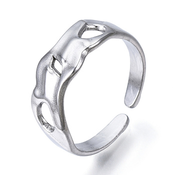 304 Stainless Steel Open Cuff Ring for Women, Stainless Steel Color, US Size 6 1/4(16.7mm)