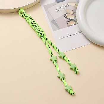 Polyester Pendant Decoration, with Star Beads for Bag Ornaments, Green Yellow, 200mm