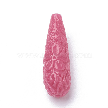 Synthetic Coral Beads, Dyed, teardrop, Hot Pink, 27~28x10~11mm, Hole: 1.5mm(X-CORA-Q033-02A-07)