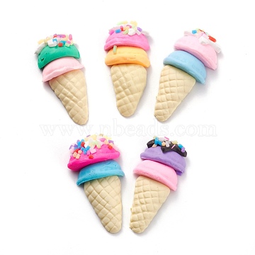 Handmade Polymer Clay Cabochons, Imitation, Ice Cream Shape, Mixed Color, 32~35x15~18x7~9mm(CLAY-XCP0001-04)