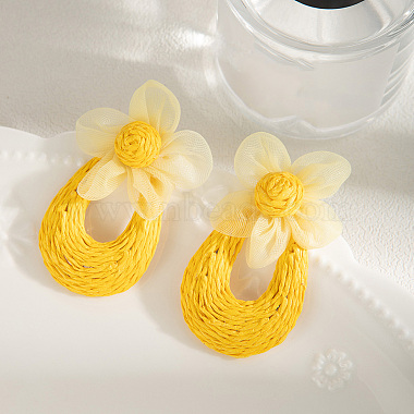 Rattan & Gauze Stud Earrings(WG2B7E1-04)-1